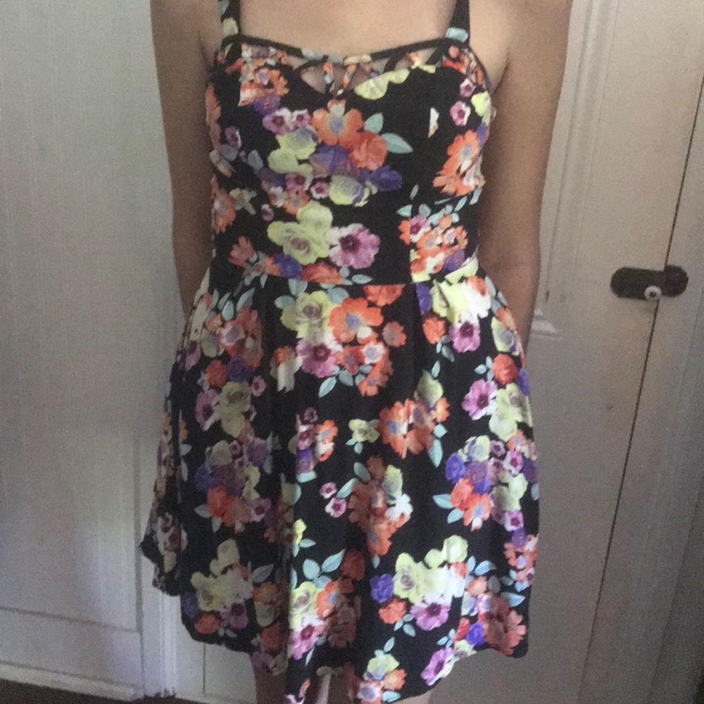 Patterned floral dress.